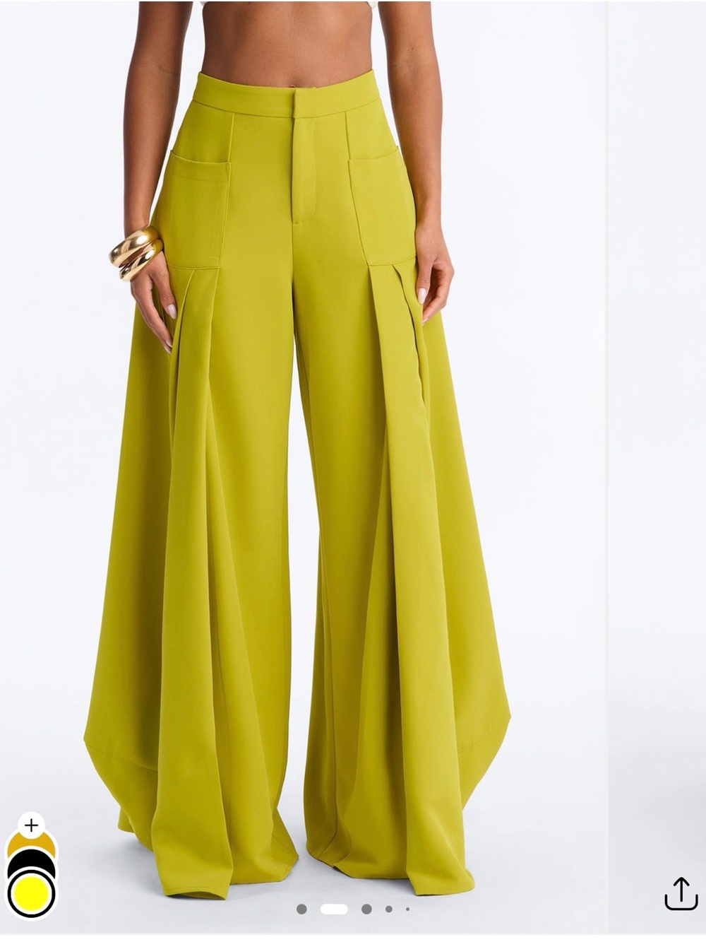 Fashion Nova High-Rise Wide Leg Palazzo Pants in Chartreuse